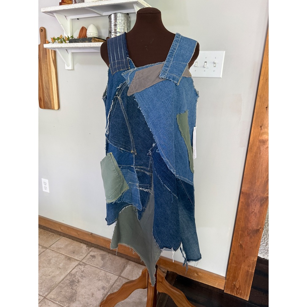 NWT handmade Patchwork Denim Dress medium edgy upycled art to wear